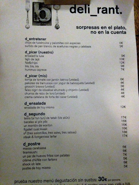 Carta del Restaurante Deli_rant