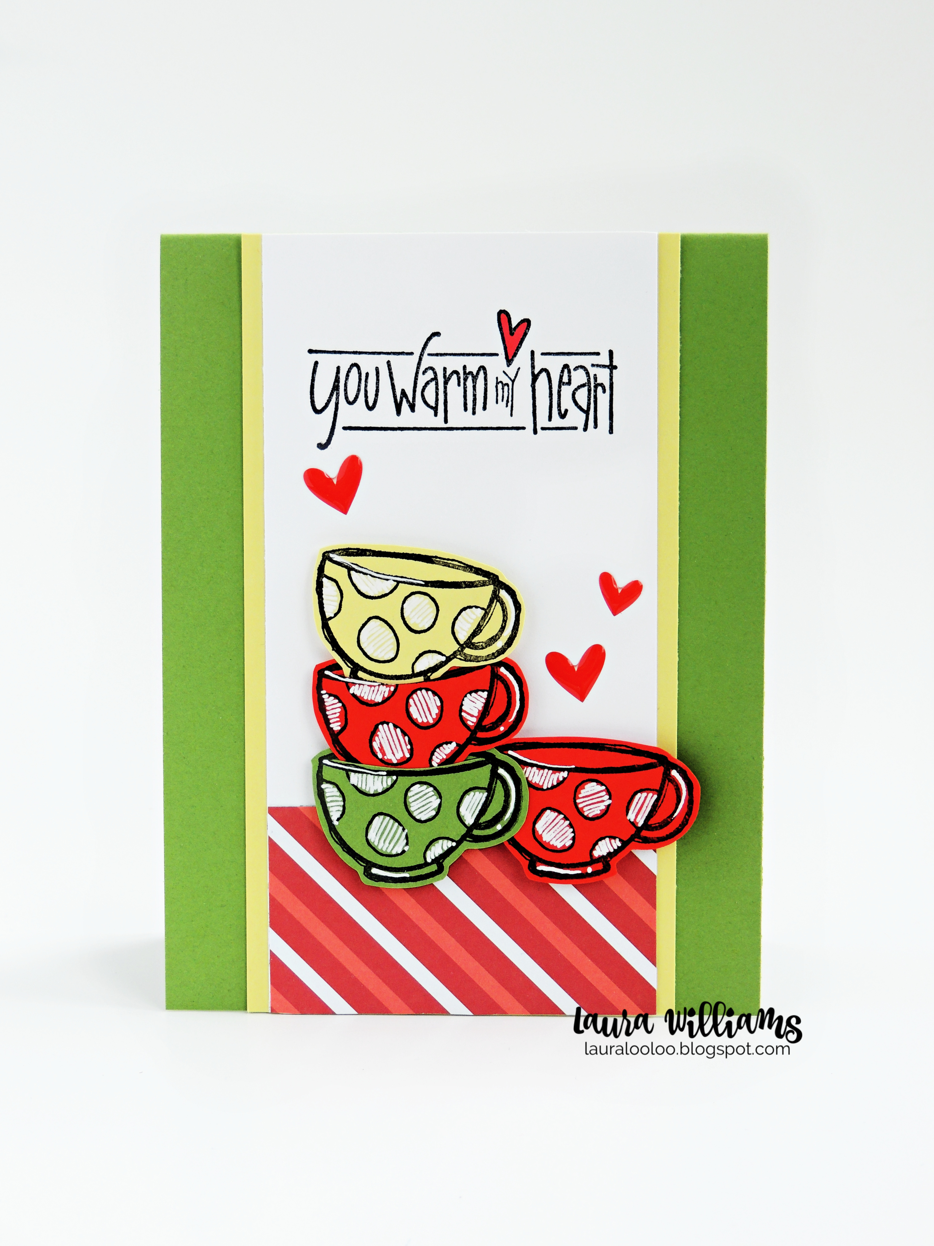 You Warm My Heart Christmas coffee cup handmade card idea with Impression Obsession stamps #cardmaking #christmascard #stamping