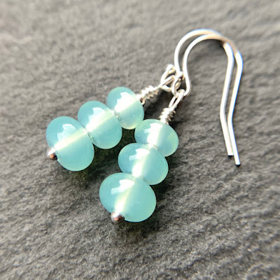 andmade lampwork glass bead earrings by Laura Sparling made with CiM Sea Glass