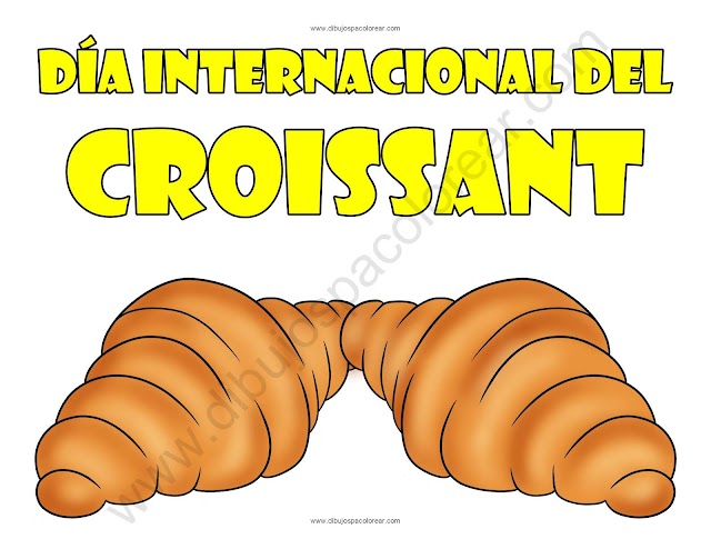 Dia Internacional del Croissant dibujo a color y para colorear