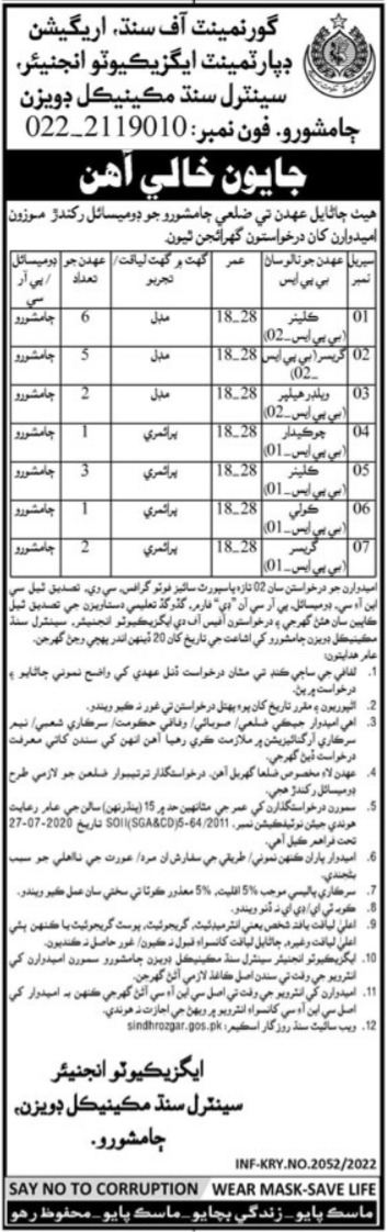 Latest Irrigation Department Management Posts Jamshoro 2022