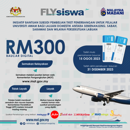 FLYSiswa subsidi RM300 khas untuk pelajar IPTA
