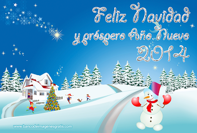 Postal navideña con mensaje "Feliz Navidad y Próspero Año Nuevo 2014"