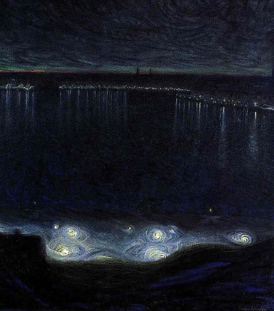 Felix Vallotton painting of lake at night