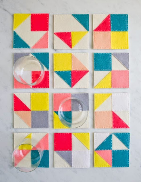 DIY sewing Geometric felt coasters