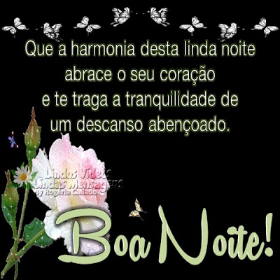 Um descanso abençoado Que a harmonia desta linda noite abrace o seu coração e te traga a tranquilidade de um descanso abençoado. Boa Noite!