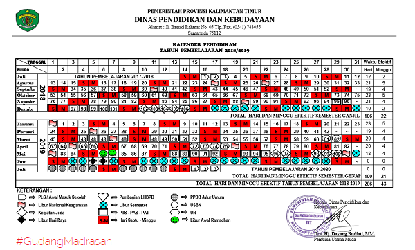 Kalender Pendidikan Provinsi Kalimantan Timur 2018/2019