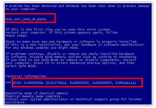 Kumpulan Pesan Kesalahan Ketika Terjadi Bluescreen dan Penyebabnya