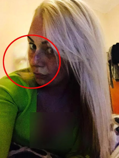 Unexpectedly, an invisible creature appears on the shoulder of this British woman