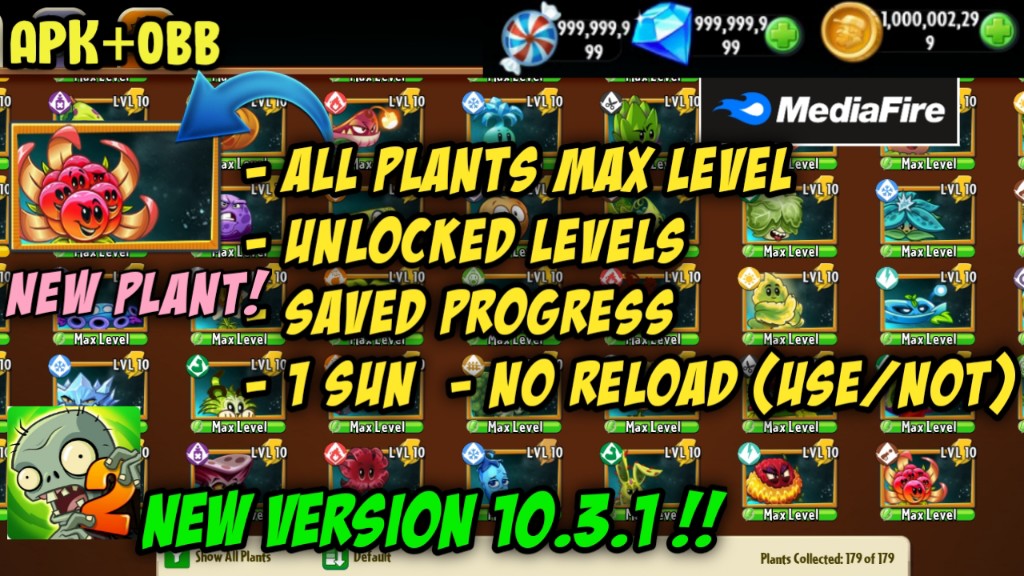 Plants vs Zombies 2 (MOD, Unlimited Coins/Gems/Suns) v10.8.1, NEW UPDATE