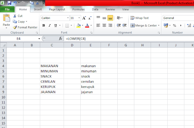 Cara mengubah huruf menjadi besar atau kecil di Excel