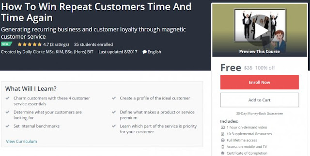 [100% Off] How To Win Repeat Customers Time And Time Again| Worth 35$