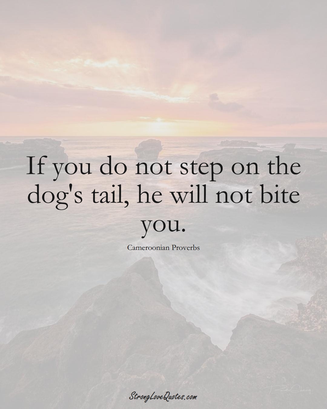 If you do not step on the dog's tail, he will not bite you. (Cameroonian Sayings);  #AfricanSayings