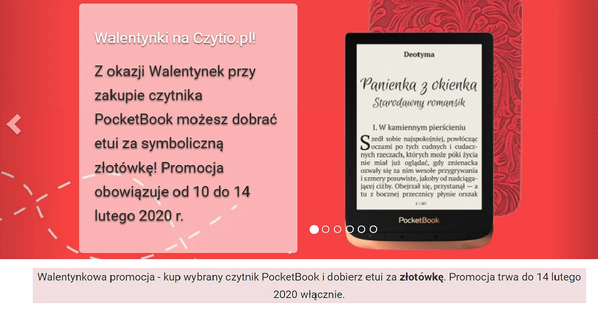 Walentynkowa promocja w czytio.pl. Zamów czytnik, a etui dostaniesz za 1 zł