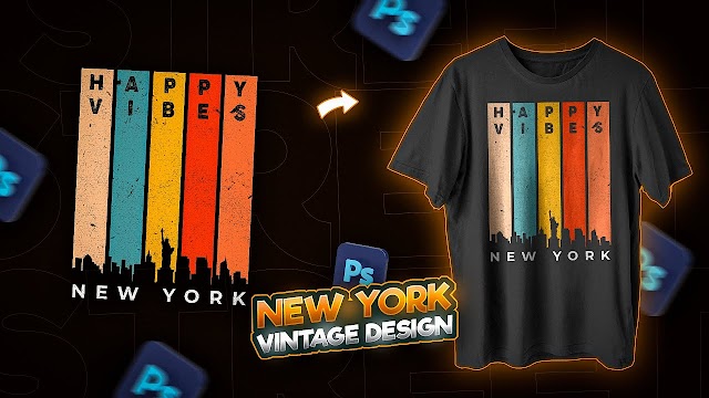 New York Vintage T-Shirt Design in Photoshop || Vintage Design