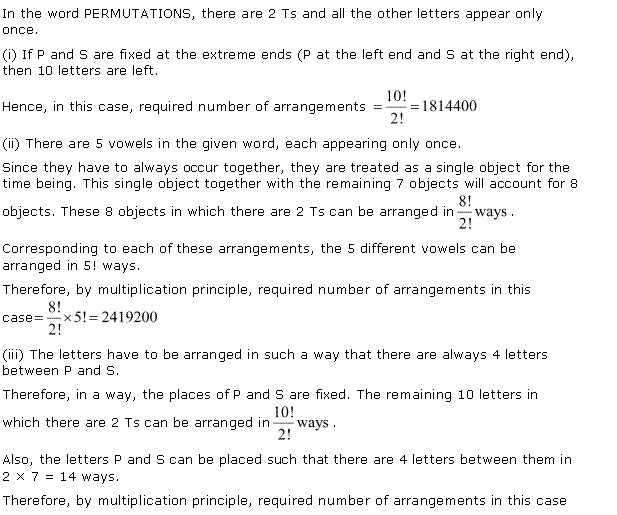 Solutions Class 11 Maths Chapter-7 (Permutation and Combinations)