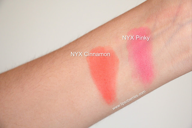 NYX blush Cinnamon Pinky swatches