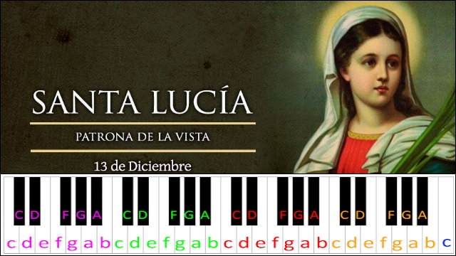 Santa Lucia Piano / Keyboard Easy Letter Notes for Beginners