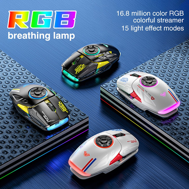 AULA H530 Wireless Duel Mode Mouse Decompress Charging Gyro Mouse Rotating Esports Gaming RGB Mouse