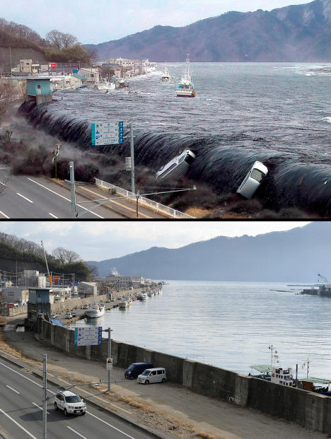 Foto Tsunami Jepang Sebelum Dan Sesudahnya