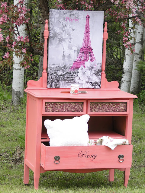 antique dresser painted in Cottage Paint - colour Dragonfruit