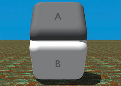 Percayakah kamu kalo kotak A dan kotak B ini warnanya sama? Inilah yang disebut dengan ilusi optik warna yang sama. Endoneshia, Gudang Monster, Ilusi, Optik, Tipuan Mata, Warna