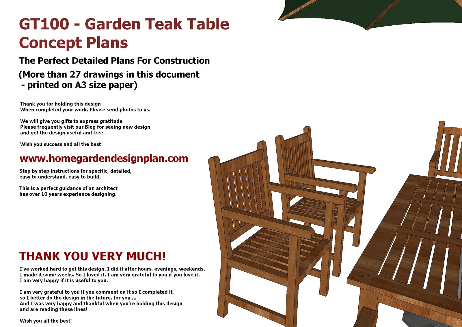 home garden plans: GT100 - Garden Teak Tables ...