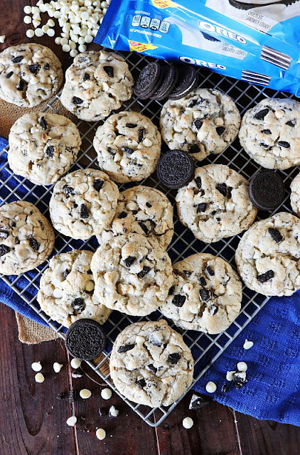 Top View of Cookies & Cream Cookies on Cooling Rack Image