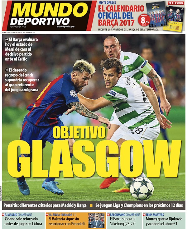 FC Barcelona, Mundo Deportivo: "Objetivo Glasgow"