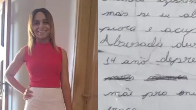 Adolescente morta pelo ex-padrasto deixou carta revelando que sofria quando criança