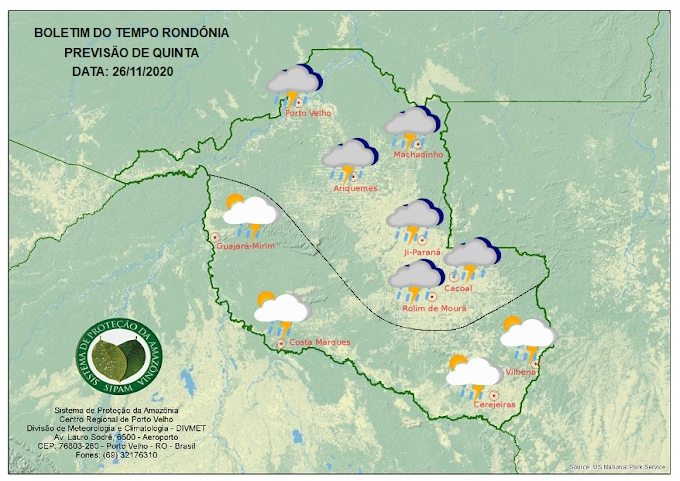 CLIMA: Confira a previsão do tempo para esta quinta-feira, 26, em Rondônia