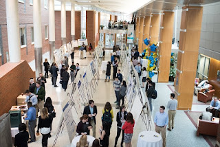 Poster session going on in university atrium