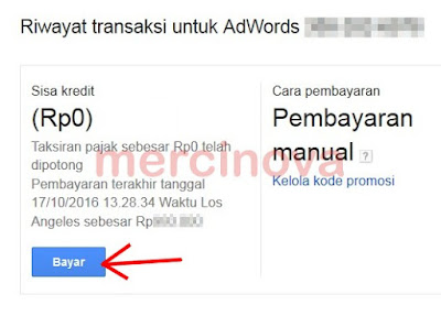 Cara input dana ke akun Adword Google