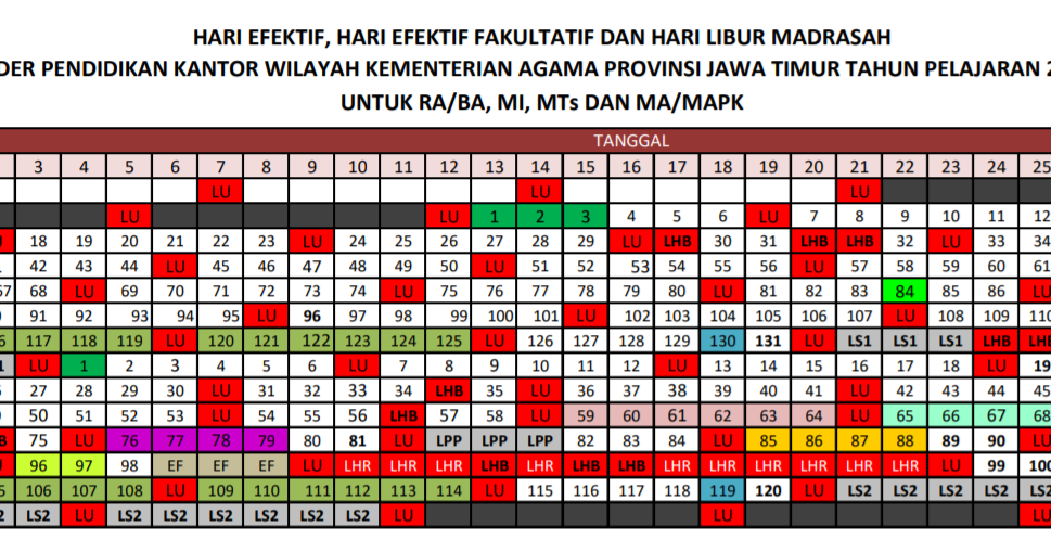 Download Kalender Pendidikan Madrasah Tahun Pelajaran 2020/2021 Jawa