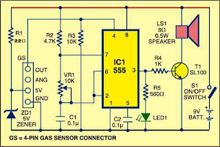 schema electronique : Circuit de détecteur de fuite de gaz