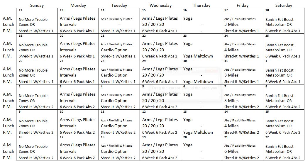 workout  schedule