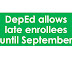 DepEd allows late enrollees until September