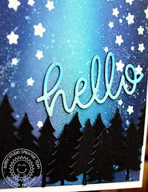 Sunny Studio Stamps: Cascading Stars Night Sky Hello Card by Vanessa Menhorn