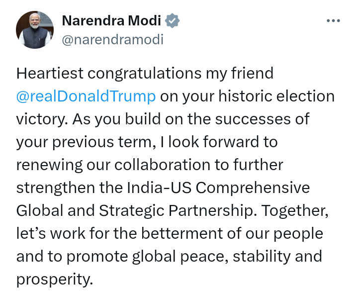 Prime Minister of India, Narendra Modi, and Donald Trump, next US President