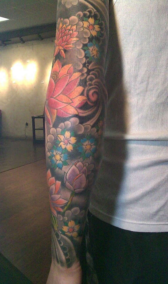 Japanese Flower Sleeve Tattoo