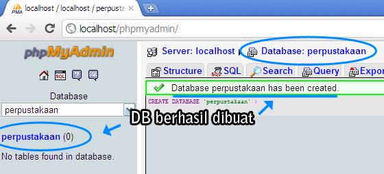 Membuat Database dengan PHPMyadmin  NoteBase