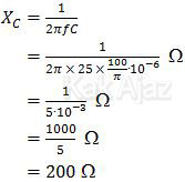 Penentuan nilai reaktansi kapasitif, hambatan resistor