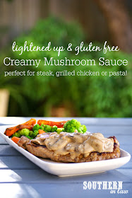 Gluten Free Creamy Mushroom Sauce Recipe - low fat, gluten free, clean eating friendly, low carb, healthy, lightened up 