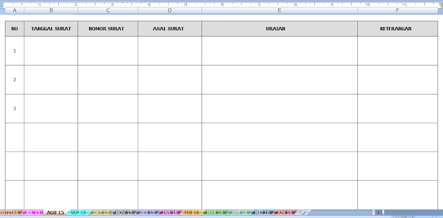 Format Buku Agenda Surat Masuk dan Surat Keluar