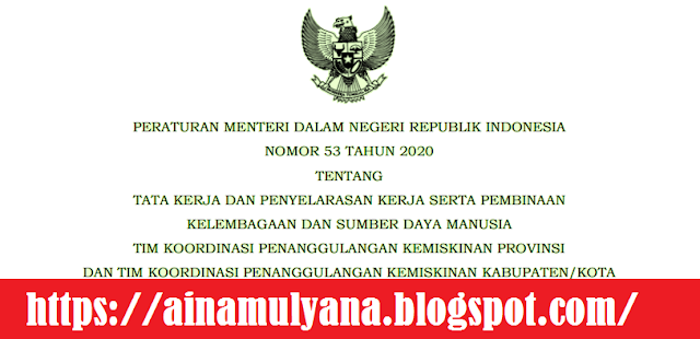   Permendagri Nomor 53 Tahun 2020 Koordinasi Penanggulangan Kemiskinan 