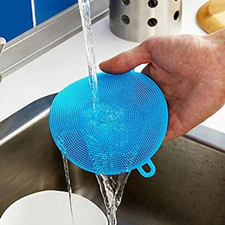 Cleaning Supplies Sponges Silicone Scrubber for Kitchen Non Stick Dishwashing & Baby Care Sponge Brush Household Health Tool (Multicolor, 2pcs)