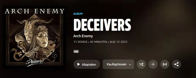 Deceivers von Arch Enemy ist als Stream auf Spotify verfügbar. Deceivers, das neue Album von Arch Enemy, ist ab sofort erhältlich