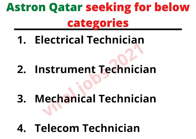 Astron Qatar seeking for below categories