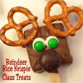 You will seem like a supermom when you make these Reindeer Rice Krispie treats for your kids' class Christmas party.  Only you will know how easy they were to make.