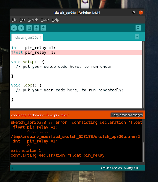 Arduino Error : conflicting declaration